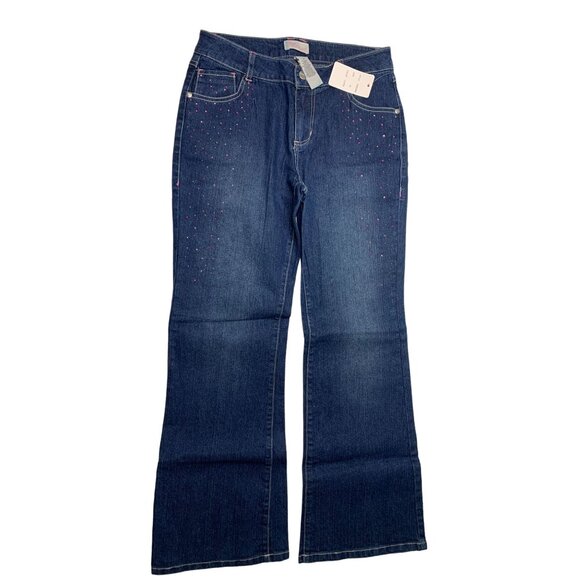 New Ultra Denim Girls Size 16 R Beaded Embellished Flare Jeans GM0956 Lapis - Picture 2 of 6